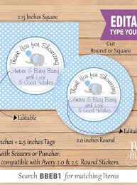 The layout, saying (except for the personalization part) and font cannot be changed. Blue Elephant Printable Baby Shower Thank You Favor Tag E092 Partymazing