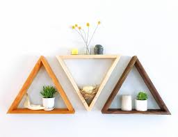 Wood Triangle Wall Shelf Set Cherry Maple Walnut Geometric Etsy Handmade Home Beautiful Wall Decor Geometric Shelves
