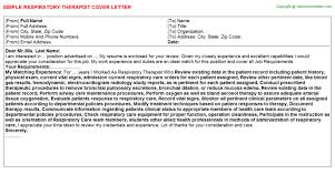 Respiratory Therapist Cover Letters