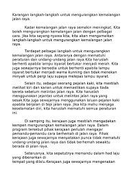 Maka , selaku pengguna jalan raya yang berhemah , kita. Karangan Langkah Langkah Mengurangkan Kemalangan Jalan Raya