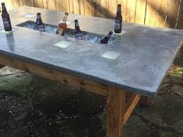 Outdoor Table W Ice Trough Led Lights Concrete Outdoor Table Outdoor Tables Outdoor Patio Table
