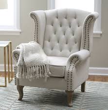 Wingback Arm Chair Queen Ann Furniture Accent Chairs Linen Cotton Upholstery Arm Chairs Living Room Accent Chairs For Living Room Upholstered Accent Chairs