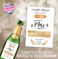 Etiquette Bouteille Pour Champagne Ou Vin A Coller Dimension 8x12 Cm Idee Cadeau Retraite Etiquette Bouteille Idee Cadeau Retraite Etiquette Personnalise