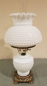 Vintage White Milk Glass Hobnail Gwtw Hurricane Table Lamp Electric 22 Fenton Hobnail Milk Glass Collection White Milk Glass Lamp