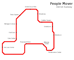 Alle entscheidungen und enden freischalten. People Mover Detroit U Bahn Karte Vereinigte Staaten