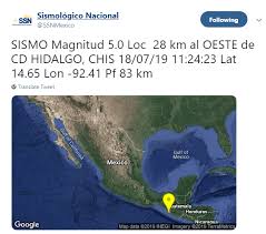 Jun 30, 2021 · un temblor de magnitud 4.5 sacudió al oriente del país la mañana de este miércoles. Sismo Hoy De Magnitud 5 Sacude Chiapas No Hay Danos Noticieros Televisa