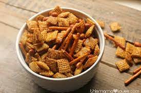 There are 230 calories in 1 serving of texas trash. Texas Trash Chex Mix Snack Pretzels Nuts Holiday Favorite