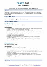 front end cashier resume samples