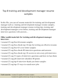 Top 8 Training And Development Manager Resume Samples