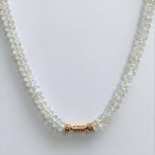 18k Rose Gold White Moonstone Necklace With A Pink Speckled Druzy Heart Clasp For Sale At 1stdibs