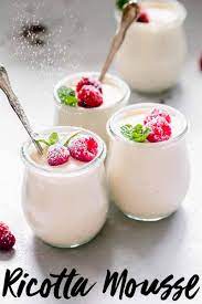 No Bake Ricotta Mousse With Raspberries Ricotta Recipes Dessert Creamy Desserts Dessert Recipes