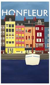 Honfleur Clement Frassi Affiche Vintage Deauville Trouville Ville France