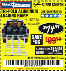 Car trailer ramps harbor freight. Harbor Freight Tools Coupon Database Free Coupons 25 Percent Off Coupons Toolbox Coupons Super Wide Tri Fold Aluminum Loading Ramp