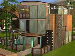 This 3 Floor Fitness Center With Basement Pool And Spa Corner Features Various Yoga Classes Boxing Powerlifting Climbi The Sims 4 Lots Sims 4 Spring Workout