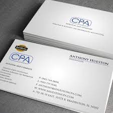 Professionals must complete additional training after obtaining an accounting degree and pass an exam to earn the title and a license. Business Business Card Design For Hueston Company Cpa Llc By Junaid Ahmad Design 4808090