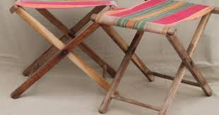 Vintage Folding Wood Stools Rustic Camp Furniture Portable Seats Camping Chairs Chair Camp Furniture