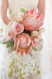 Bridal Bouquet I Would Just Have The Proteas Simple Beautiful Wedding Bouquets Pink Vintage Bouquet Wedding Protea Wedding