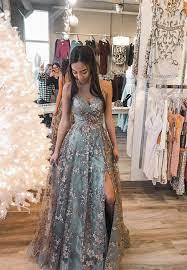Stylish Grey Prom Dresses Spaghetti Straps Floral Long Evening Formal Gown Sf0275 On Storenvy Grey Prom Dress Pretty Prom Dresses Cute Prom Dresses
