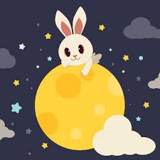 The Character Of Cute Rabbit Sitting On The Full Moon Animal Illustration Full Moon White Rabbits