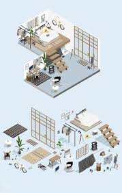 Isometric Home Office Diagram Architecture Design Drawing Architecture Collage Interior Architecture Drawing