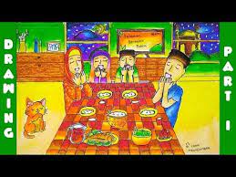 Gambar kartun anak ramadhan top gambar. Cara Menggambar Dan Mewarnai Bulan Ramadhan Buka Puasa Dengan Gradasi Warna Crayon Oil Pastel Part 1 Youtube Cara Menggambar Gambar Warna