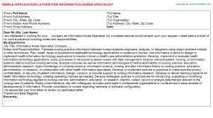 How to write a nurse application letter. Informatics Nurse Specialist Application Letters