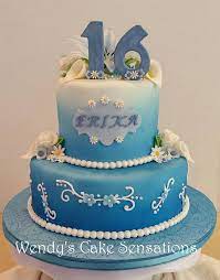 Surprise her with this beautiful turquoise blue sweet 16 birthday kit and take some great pictures together with family and friends and keep it for albums or share your photos on social media. Blue Lily Flower 16th Birthday Cake Cake By Wendy S Cakesdecor