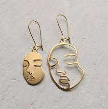 Face Earrings Abstract Earrings Picasso Earrings Mismatched Etsy Abstract Earrings Face Earrings Art Earrings