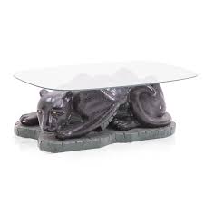 Black Panther Glass Top Coffee Table In 2020 Black Panther Glass Top Panther Sculpture