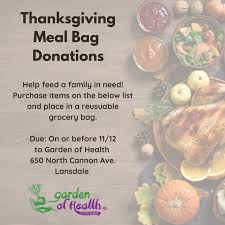Sometimes we forget to feel lucky. Thanksgiving Meal Kit Donations Garden Of Health Inc
