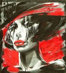 Beautiful Black And Red Paintings Woman Red Black White Art Arte Pinturas Fimo