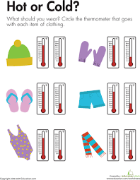 Temperature Hot Or Cold Worksheet Education Com Weather Lessons Science Worksheets Kindergarten Science