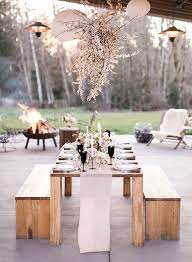 Hearty stews, such as rabbit or beef, with a s'mores bar for dessert. Winter Dinner Party Hostess Tips For A Cozy Night Inspired By This Winter Dinner Party Dinner Party Decorations Outdoor Dinner Parties