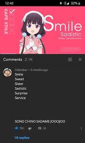Reaction gifs, gaming gifs, funny gifs and more on gfycat. Smile Sweet Sister Sadistic Surprise Service Shinjitsu No Totatsuru Kotowa Keshte Nai Unexpectedjojo