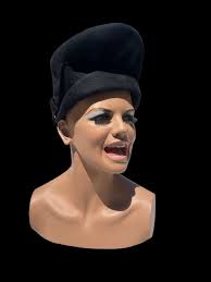 Vintage 40's Felt Black Structured Hat WWII Rockabilly