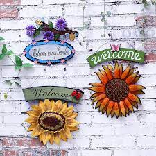 Sunflower welcome sign for home decor is hand m. Vintage Metal Hanging Ladybird Sunflower Welcome Sign Wall Art Yard Outdoor Patio Fence Door Decor Plaques Signs Aliexpress