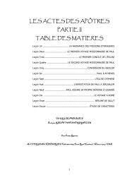 Le livre des actes des apôtres. Les Actes Des Apotres Partie Ii Table Des Matieres Global Tracts