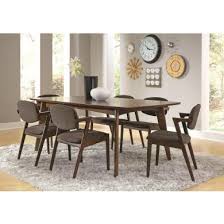 Product title noble house alexa mid century natural walnut wood 5 piece dining set average rating: Coaster Malone Mid Century 7 Piece Dining Room Set In Dark Walnut By Dining Rooms Outlet