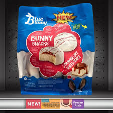Cheesecake reduced fat ice cream topped with strawberry sauce and graham crunch covered with cream cheese flavored coating drizzled . Blue Bunny Strawberry Cheesecake Bunny Snacks Food Snacks Junk Food