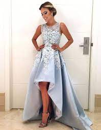 Sky Blue Short Front Long Back Lace Simple Elegant Party Prom Dresses Show By St High Low Prom Dresses Prom Dresses Sleeveless Homecoming Dresses Short Cheap
