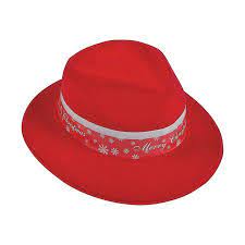 Fedora Merry Christmas Plastic Hat Apparel Accessories 12 Pieces Red Merry Christmas Merry Red Christmas
