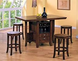 For large kitchens, you may want a kitchen island table that comes with chairs and plenty of space to set up drinks and snacks for entertaining guests. Amazon Com Acme 5pc Counter Height Kitchen Island Table Stools Set Dark Oak Finish Table Chair Sets