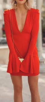 Free People Talk About It Coral Red Long Sleeve Mini Dress Fashion Red Long Sleeve Mini Dress Long Sleeve Mini Dress