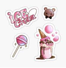 Bp Ice Cream With Bear Sticker By Sassybananas Cute Laptop Stickers Coloring Stickers Aesthetic Stickers