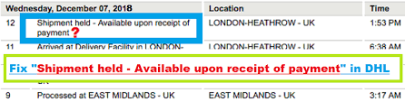 Fix Shipment Held Available Upon Receipt Of Payment In Dhl Hold On Payment Receipt