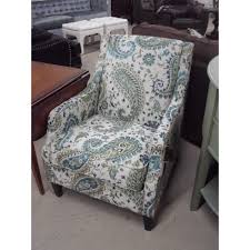 Upholstered Furn 581 Paisley Teal Green Blue Arm Chair Sofa Sessel Sessel Sofa