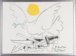 Bilder von pablo picasso als kunstdrucke poster, leinwandbilder und gerahmte bilder. Pablo Picasso Nach Friedenstaube Taube Mit Sonne Farblithographie Im Druck Signiert Kunst Gemalde Grafik Auctionet