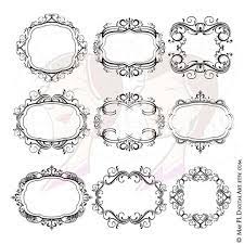 Digital Monogram Wedding Flourish Swirl Clip Art Create Etsy Clip Art Vintage Monogram Frame Line Artwork