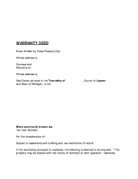 As its name implies, a warranty deed warrants certain provisions. 40 Warranty Deed Templates Forms General Special á… Templatelab