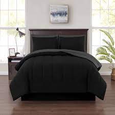 Size twin comforter sets : Mainstays 6 Piece Solid Bed In A Bag Bedding Comforter Set Twin Black Walmart Com Walmart Com